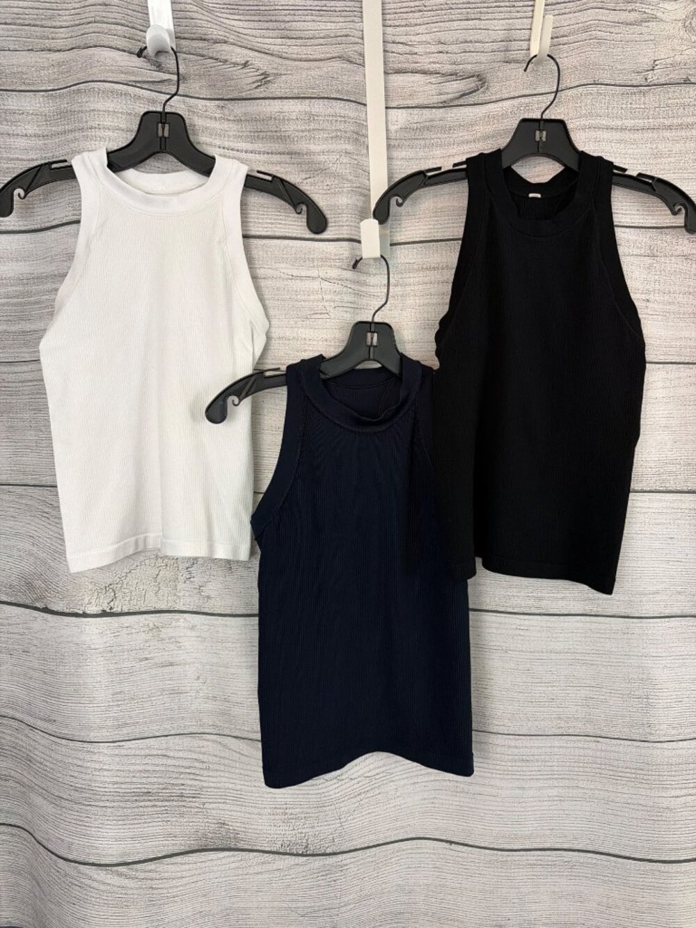 Athleta Ribbed Racerback Tank Tops, White Black & Navy